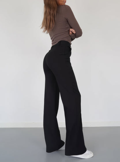 Beau | Dames High-Waist Pantalon | Rechte Broek van Comfortabele Stof Pantalon Esto Moda
