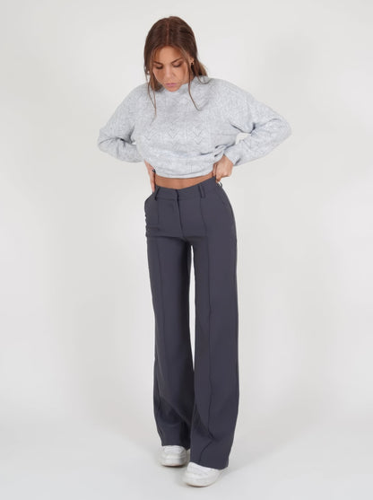 Beau | Dames High-Waist Pantalon | Rechte Broek van Comfortabele Stof Pantalon Esto Moda