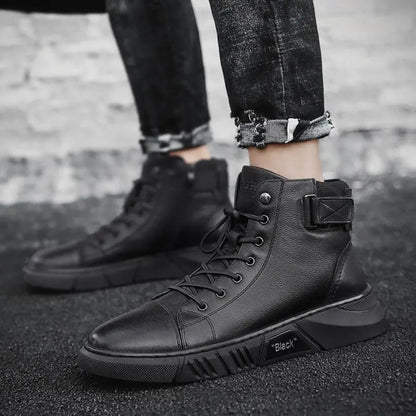 Blackridge | Herenschoenen | Zwart Leren High-Top met Comfortabele Zool 3