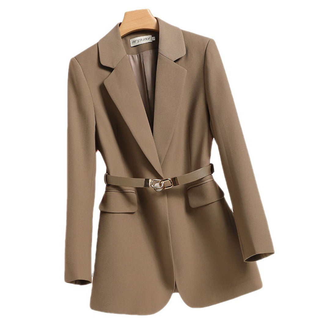 Chiana | Dames Zwarte Lange Blazer | Elegante Pasvorm met Riem Short jacket Esto Moda