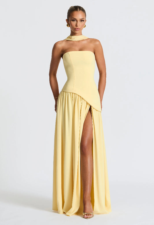 Elise | Dames Elegante Lange Jurk | Strapless Maxi met Hoge Split 0