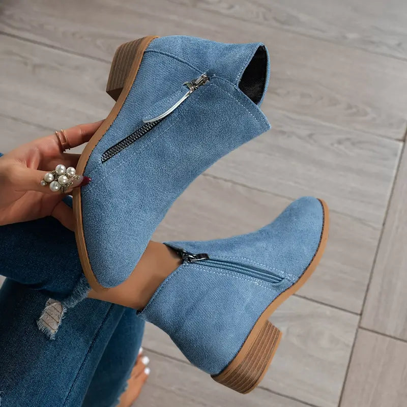 Elva | Dames Zwarte Suède Laarzen | Comfortabel met Hak en Stijlvolle Pasvorm boots Esto Moda