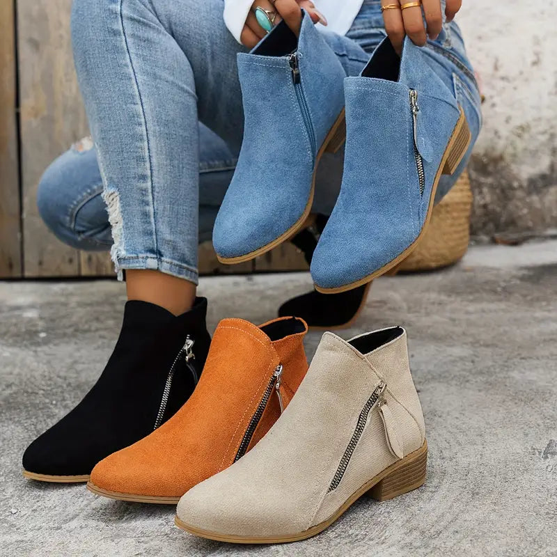 Elva | Dames Zwarte Suède Laarzen | Comfortabel met Hak en Stijlvolle Pasvorm boots Esto Moda