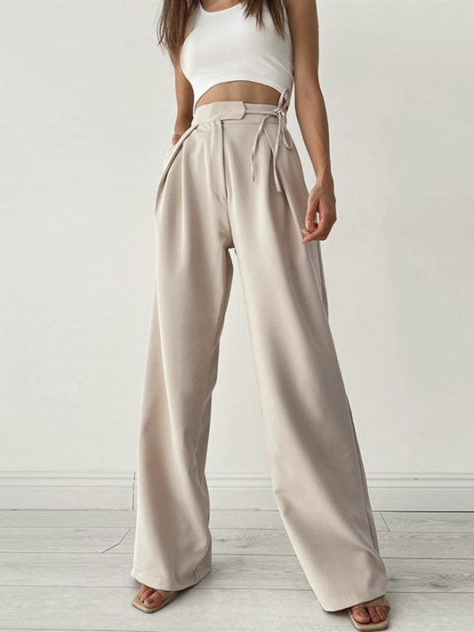 Emma | Dames Flared Pantalon | Hoge Taille met Strik en Wijde Pijpen Pantalon Esto Moda
