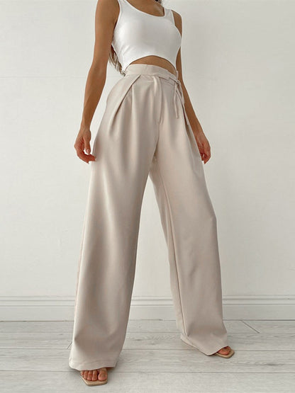 Emma | Dames Flared Pantalon | Hoge Taille met Strik en Wijde Pijpen Pantalon Esto Moda