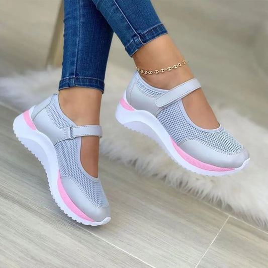 Emma | Dames Ademend Orthopedische Wandelschoenen | Comfortabel en Stevig , Woman Shoe , Grijs , Esto Moda