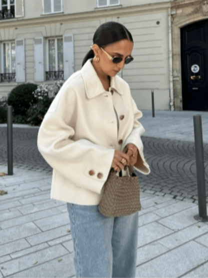 Hélené | Lange Dames Jas Winter | Oversized Wolmix, Klassiek en Warm Short jacket Esto Moda