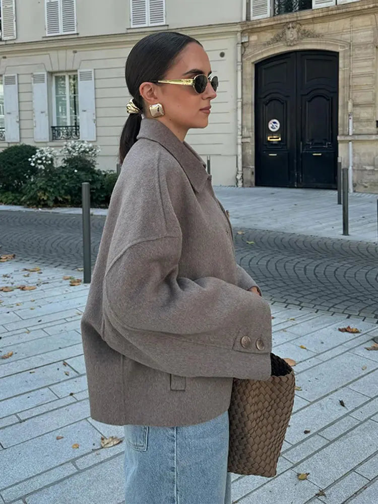 Hélené | Lange Dames Jas Winter | Oversized Wolmix, Klassiek en Warm Short jacket Esto Moda