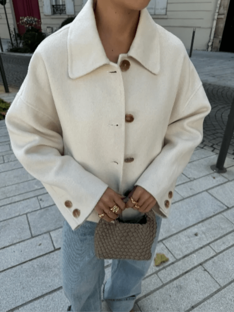 Hélené | Lange Dames Jas Winter | Oversized Wolmix, Klassiek en Warm Short jacket Esto Moda