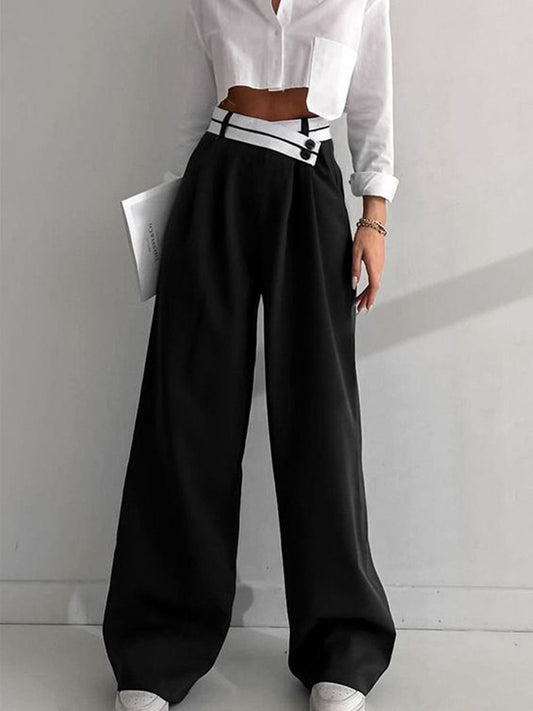 Inge | Dames Flared Pantalon | Asymmetrische Tailleband, Elegante Pasvorm Pantalon Esto Moda