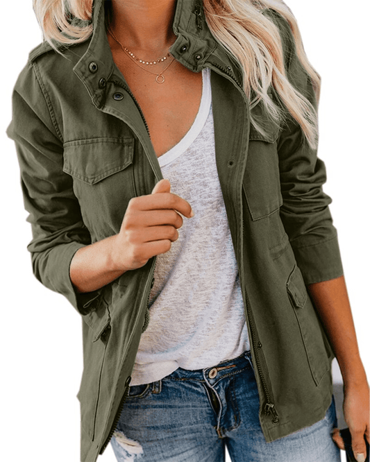 Jaimy | Dames Tussenjas met Zakken | Stijlvol en Comfortabel Katoen-Polyester Short jacket Esto Moda