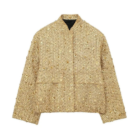 Jane | Luxe Tussenjas Dames | Lichtgewicht Goud, Zwart of Zilver Short jacket Esto Moda