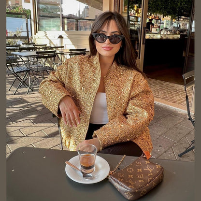 Jane | Luxe Tussenjas Dames | Lichtgewicht Goud, Zwart of Zilver Short jacket Esto Moda
