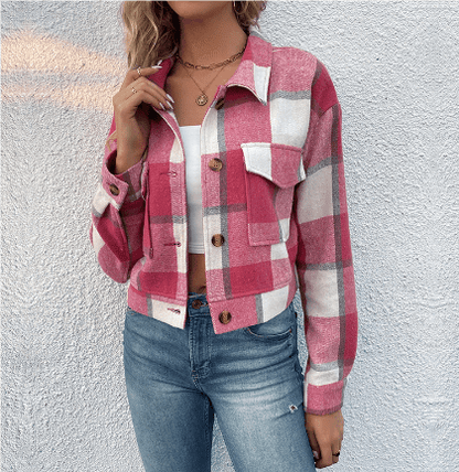 Jayden | Stijlvolle Cropped Damesjas | Geruit Design voor Casual Comfort Short jacket Esto Moda