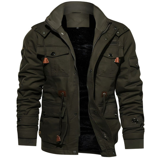 Joris | Heren Militair Jack | Warm met Fleece Gevoerde Capuchon en Meerdere Zak Rain jacket Esto Moda