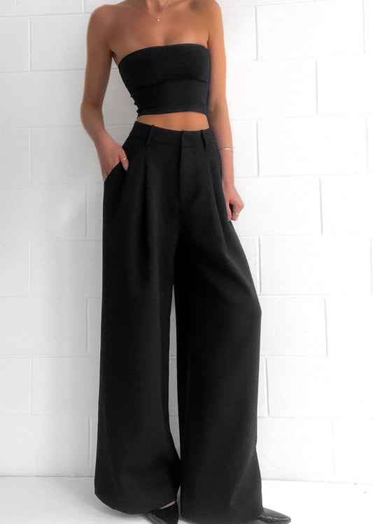 Lisa | Palazzo Pantalon Dames | Hoge Taille Luxe Crepe Broek Pantalon Esto Moda