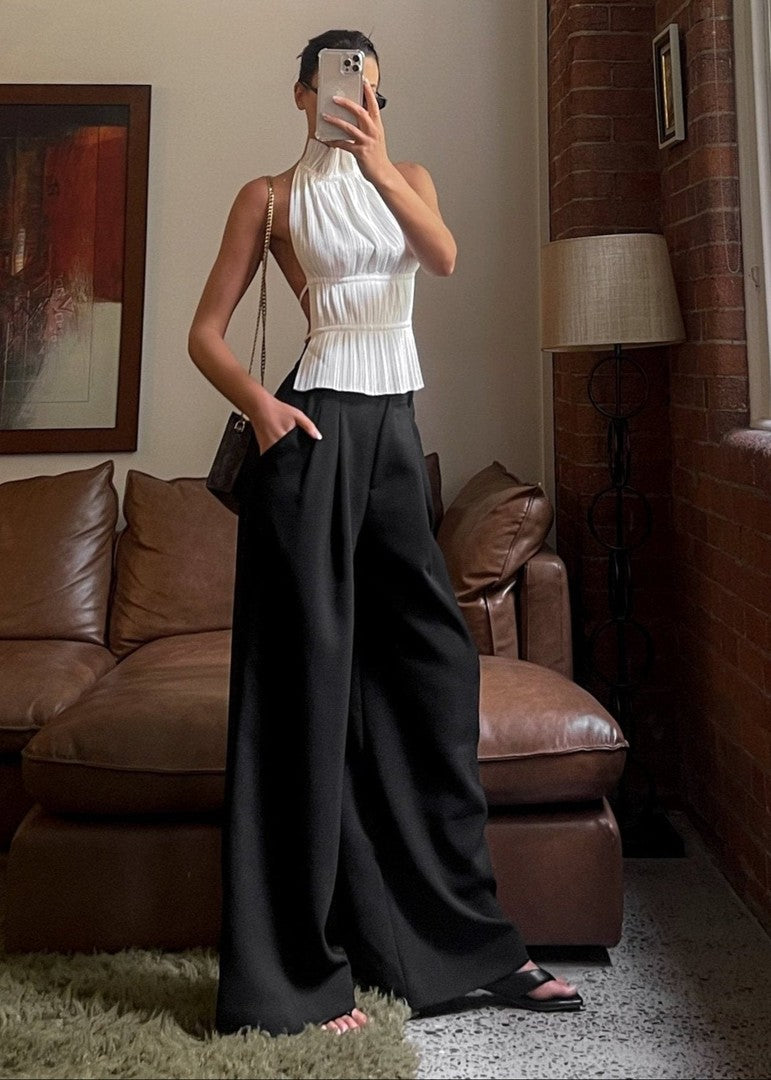 Lisa | Palazzo Pantalon Dames | Hoge Taille Luxe Crepe Broek Pantalon Esto Moda