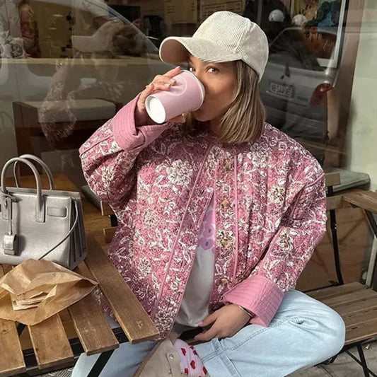 Lotte | Gewatteerde Jas Dames | Lichtgewicht Met Bloemenprint Short jacket Esto Moda
