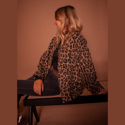 Luna | Dames Trendy Bomberjack | Luipaardprint met Comfortabele Pasvorm Short jacket Esto Moda