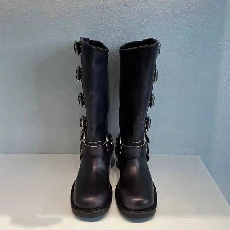 Malu | Dames Stoere Zwarte Biker Laarzen | Antislip en Comfortabel Boots Esto Moda