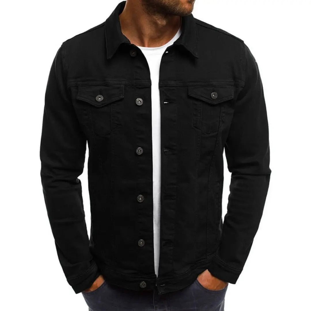 Mark | Heren Casual Spijkerjack | Tijdloos en Comfortabel , Jacket , Zwart , Esto Moda