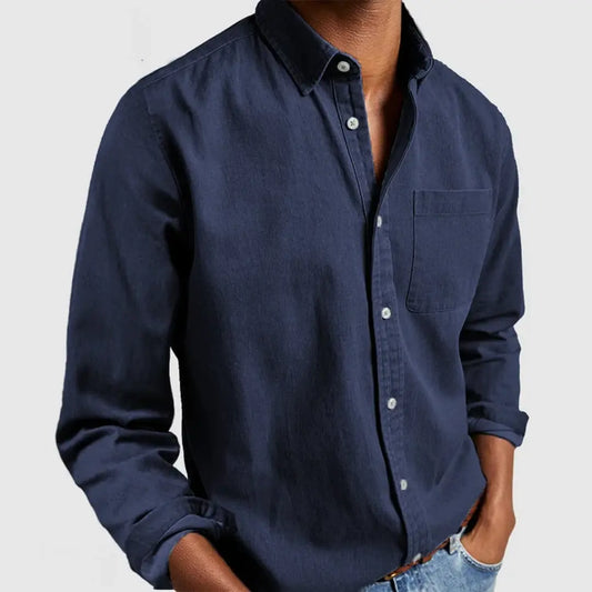 Mark | Heren Klassiek Casual Overhemd | Elegante Stijl met Ademend Comfort , Shirt , Marineblauw , Esto Moda