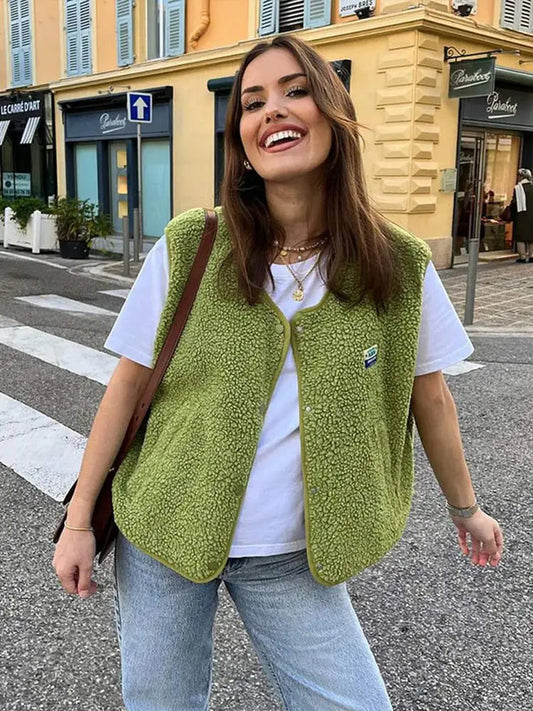 Ovelia | Dames Bodywarmer | Elegante V-hals in Luxe Lams Wolmix Sweater Esto Moda