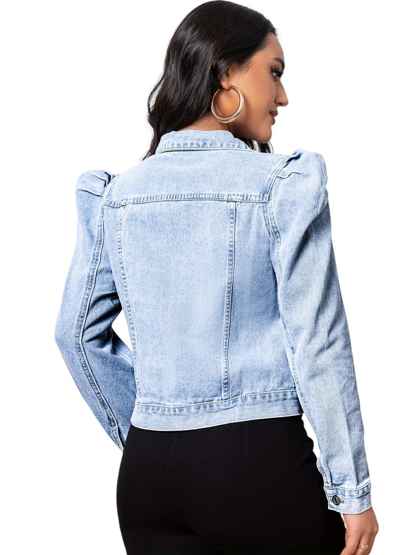 Sophie | Dames Cropped Spijkerjasje | Elegant Knoopdetail en Tijdloos Denim Short jacket Esto Moda