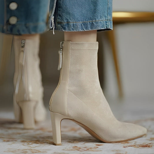 Sophie | Zwarte Dames Laarzen met Hak | Luxe Suede en Leer Boots Esto Moda