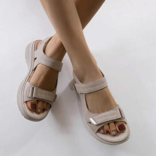 Sophie | Dames Comfortabele Orthopedische Sandalen | Verstelbare Bandjes , Sandal , Grijs , Esto Moda