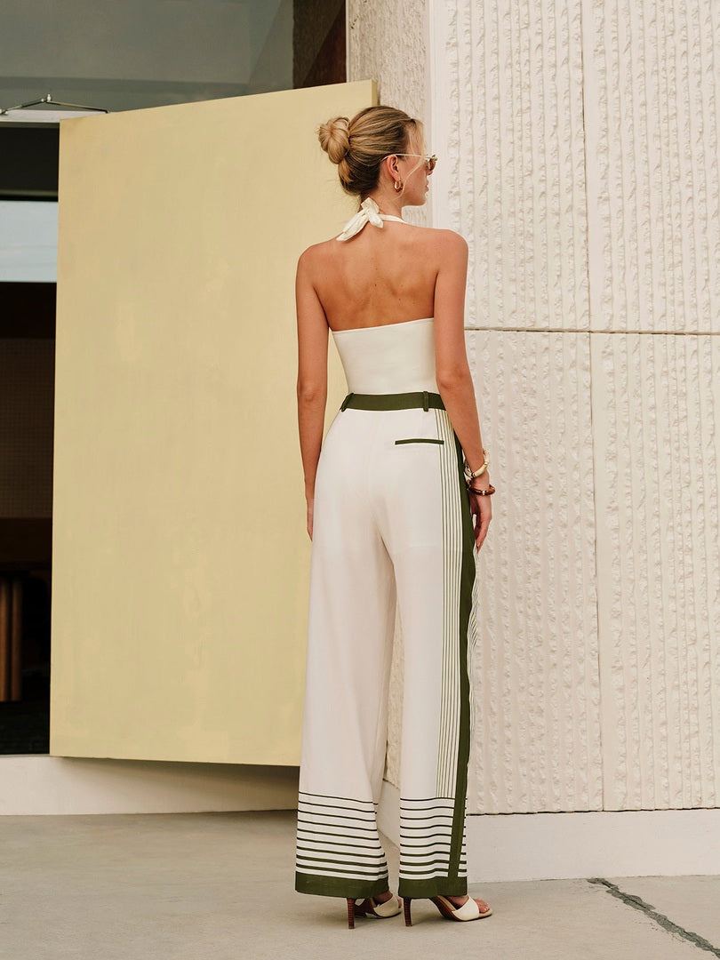 Suvi | Dames Pantalon | Gestreept Design | Mid-Waist | Comfortabel Polyester Pantalon Esto Moda
