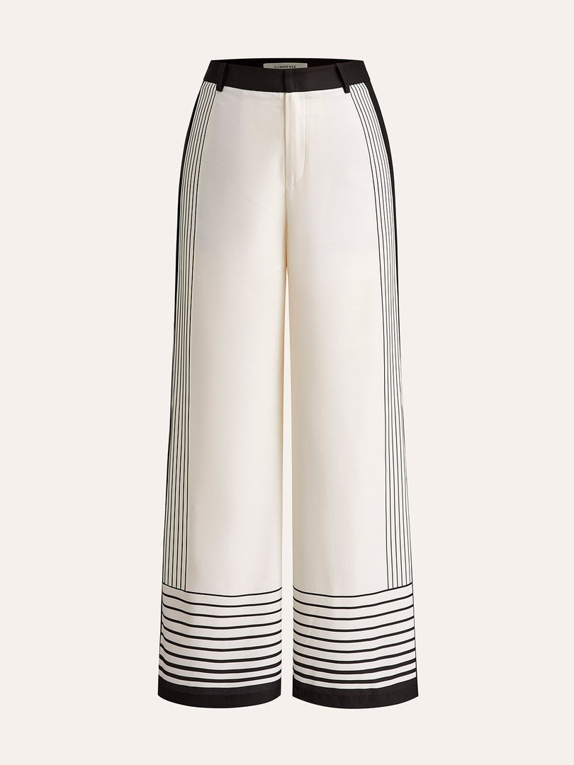 Suvi | Dames Pantalon | Gestreept Design | Mid-Waist | Comfortabel Polyester Pantalon Esto Moda