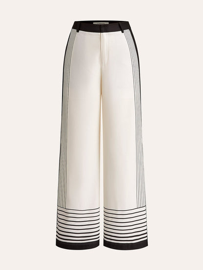 Suvi | Dames Pantalon | Gestreept Design | Mid-Waist | Comfortabel Polyester Pantalon Esto Moda