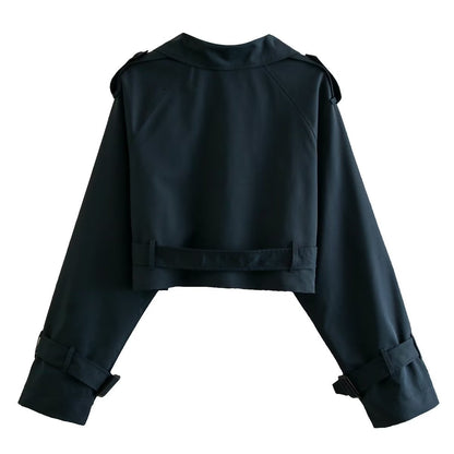 Tess | Korte Trenchcoat Dames | Lichtgewicht en Tijdloos Zwart Short jacket Esto Moda