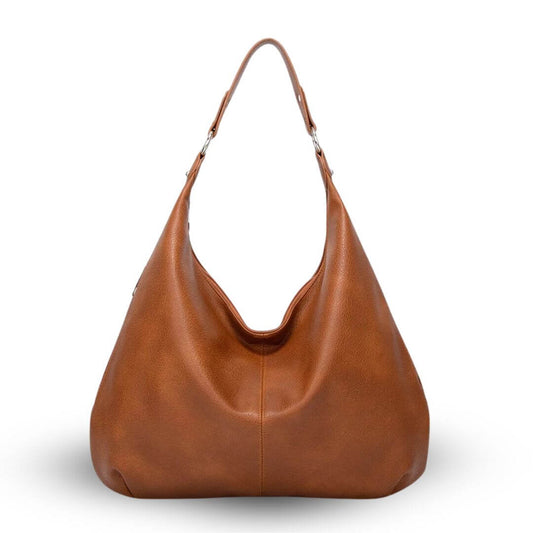 Chantal vegan leren tas, klassieke schoudertas dames in bruin
